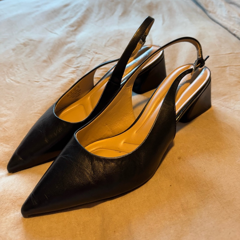 Franco Sarto Racer Black Slingback Heels - Size 10